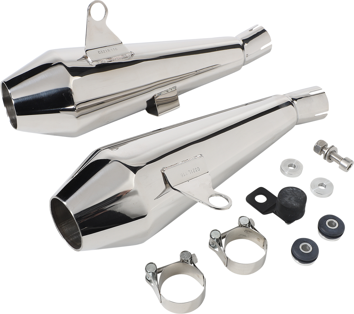 BRITISH CUSTOMS Shorty Predator Pro™ Mufflers - Polished BC902-116-P