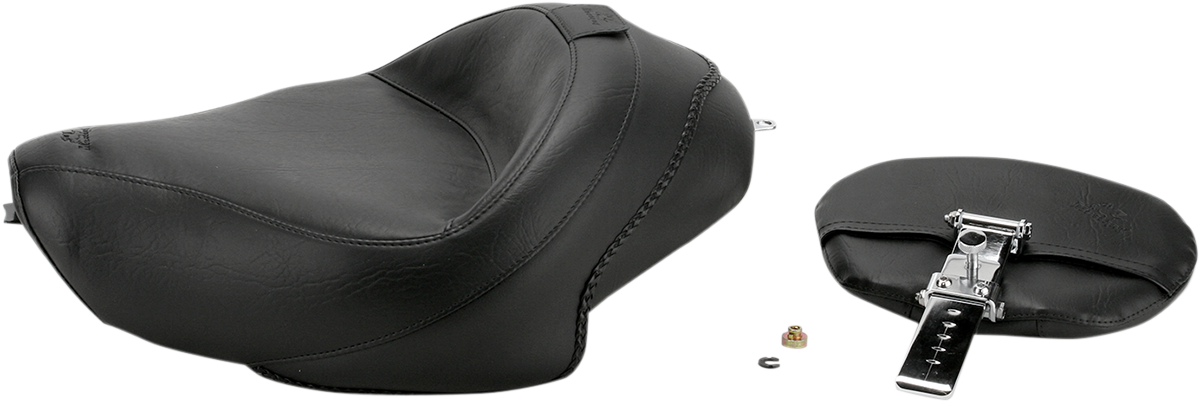 MUSTANG Wide Solo Seat - With Backrest - Vintage - Black - Smooth - XL '04-'21 79429