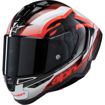 ALPINESTARS Supertech R10 Helmet - Team - Black/Carbon Red/Gloss White - Small 8200224-1352-S