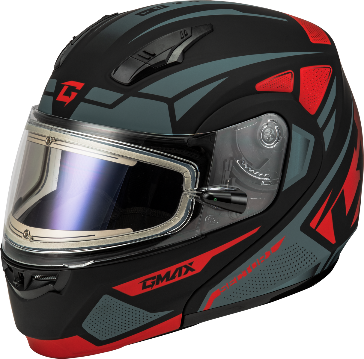 GMAX Md-04s Sector Snow Helmet W/ Electric Shield Black/Red 2x M4043158