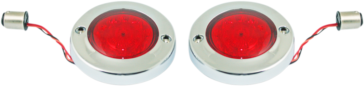 CUSTOM DYNAMICS LED Flat Turn Signals - 1156 - Chrome - Red Lens PB-FB-R-1156CR