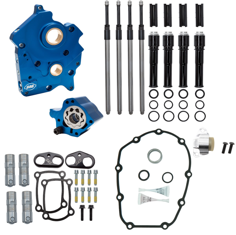 S&S Cycle 2017+ M8 Water Cooled Models Cam Chest Kit w/o Cam - Black Pushrod Tubes & Chain Tensioner 310-1264