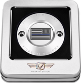 FIGURATI DESIGNS Timing Cover - 2 Hole - American - Blue Line - Stainless Steel FD70-TC-2H-SS