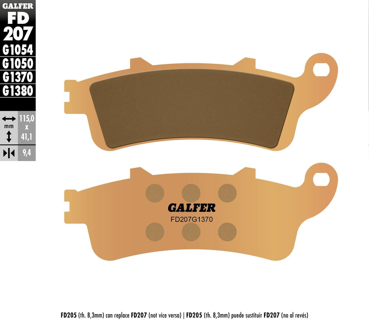 GALFER Brake Pads Sintered Fd207g1370 FD207G1370