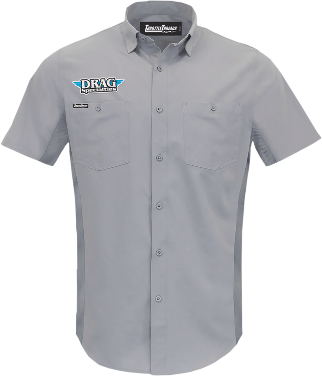 THROTTLE THREADS Drag Specialties Vented Shop Shirt - Gray - Small DRG31ST26GYSM