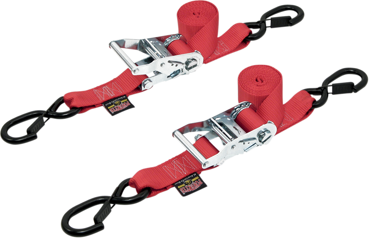 POWERTYE MFG. Ratchet Tie-Downs - 1-1/2" x 6-1/2' - Red 30571-S