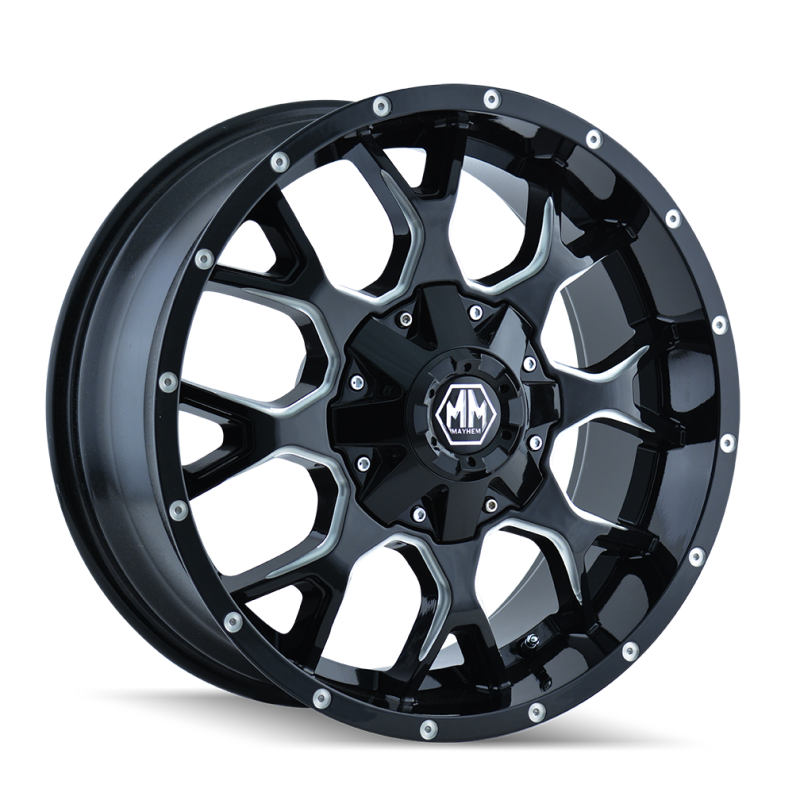 Mayhem 8015 Warrior 18x9 / 6x120 BP / 18mm Offset / 78.1mm Hub Black w/ Milled Spokes Wheel