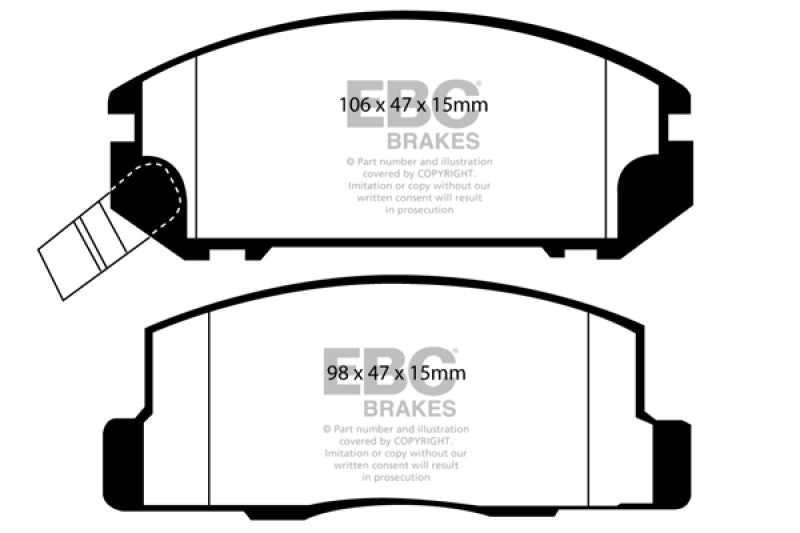 EBC 99-02 Toyota MR2 1.8 Redstuff Rear Brake Pads DP31107C