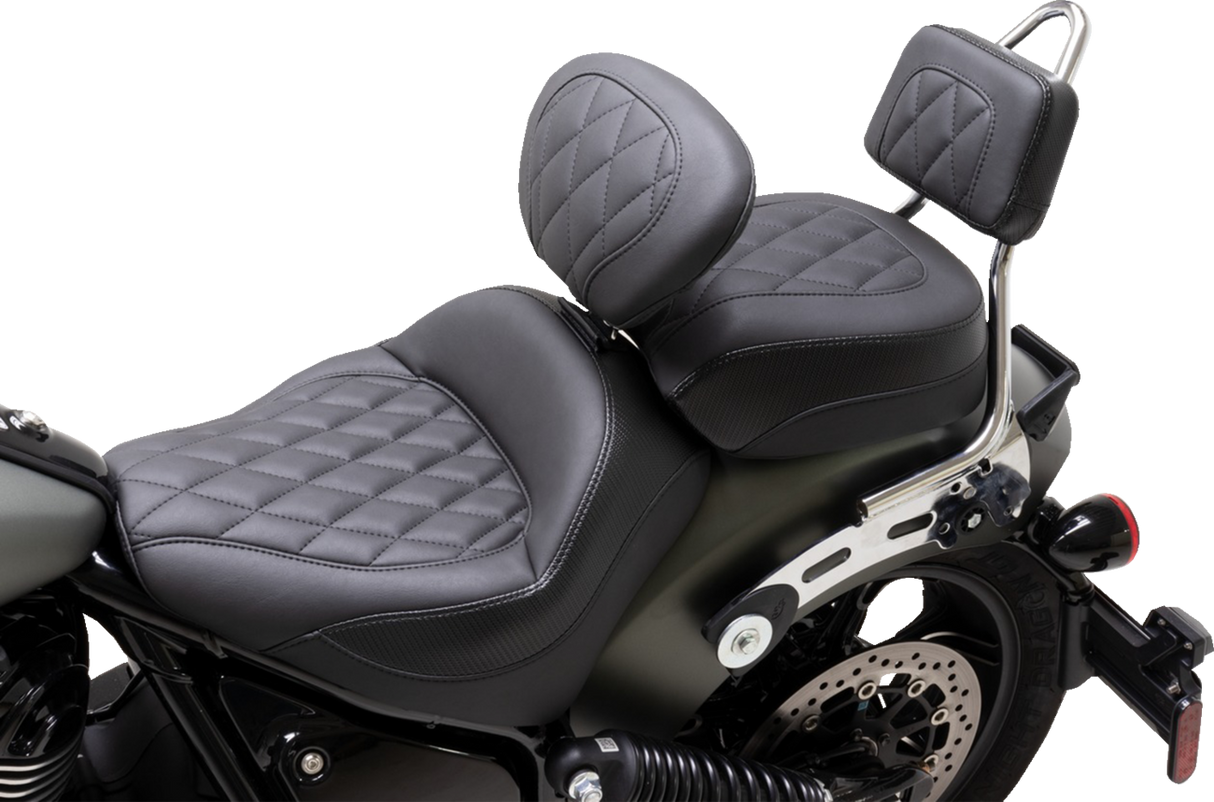 MUSTANG Touring Sissy Bar Pad - Standard - Black - Diamond Stitch - Chief '22-'23 88205