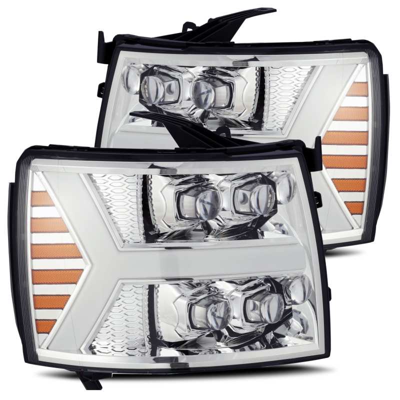 AlphaRex 07-13 Chevy 1500HD NOVA LED Proj Headlights Plank Style Chrm w/Activ Light/Seq Signal 880207