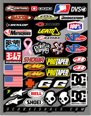 D-COR Helmet Logos Decal Sheet 9.5"X12" 40-90-104