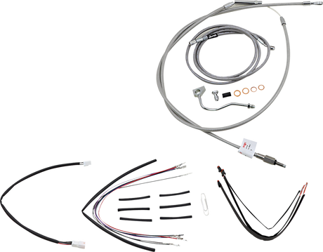 BURLY BRAND Handlebar Cable/Brake Line Kit - Complete - 14" Ape Hanger Handlebars - Stainless Steel B30-1158