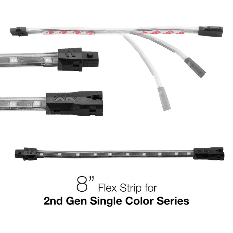 XK Glow Single Color 8in Flex Strip Single Color RED - 2nd Gen XK-2P-S-8-R