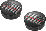 FIGURATI DESIGNS Swing Arm Covers - Red Line American Flag - Custom - Black - Reversed FD75-AFRL-BLK