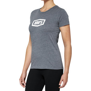 100% Women's Icon T-Shirt - Heather Gray - Small 20002-00004