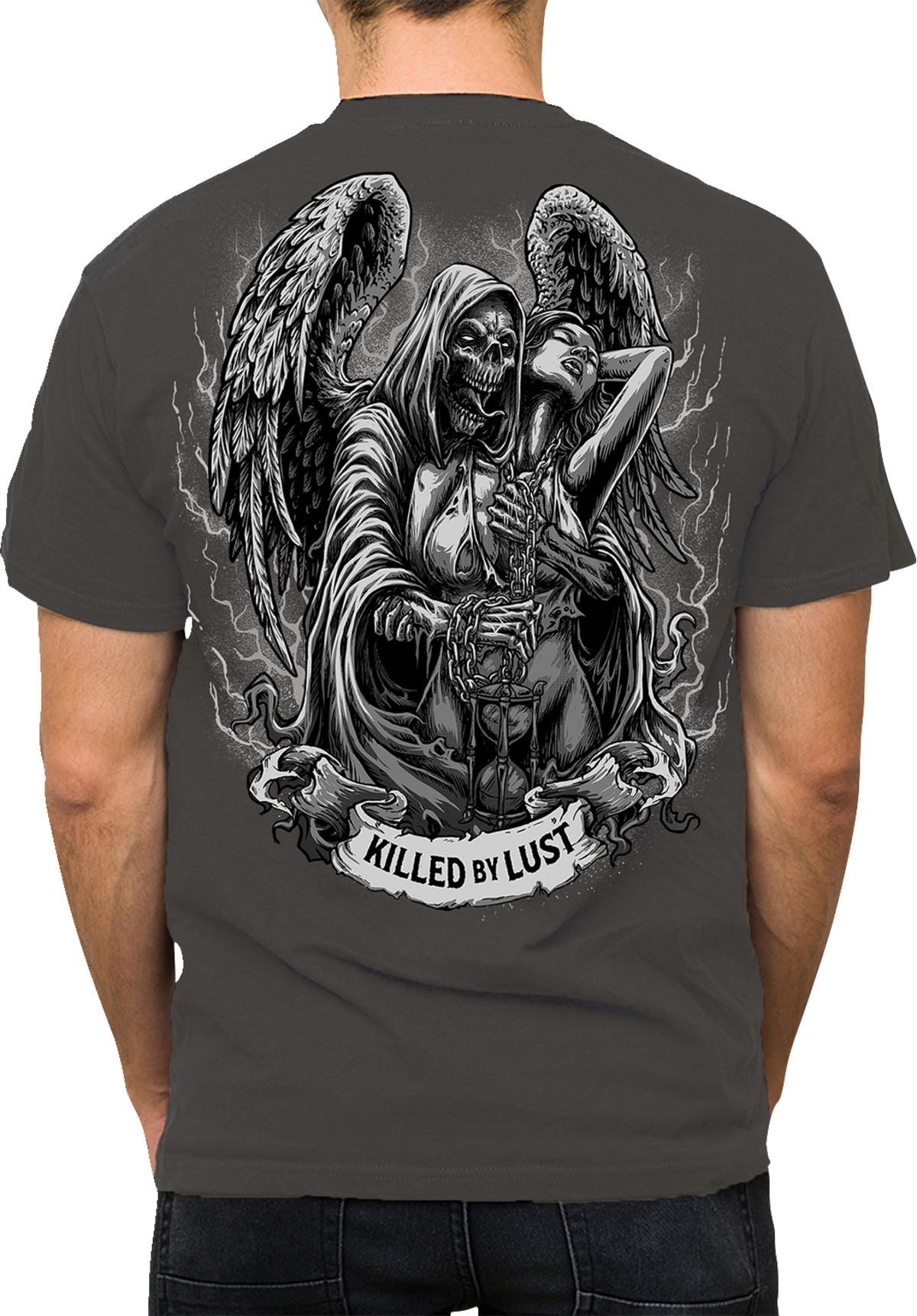 LETHAL THREAT Killed by Lust T-Shirt - Gray - 3XL LT20903XXXL