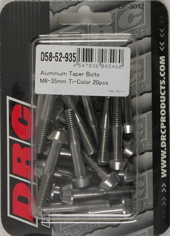 DRC Aluminum Taper Bolts Titanium M6x35mm 20/Pk D58-52-935