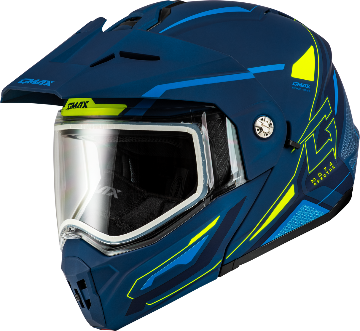 GMAX Md-74s Spectre Snow Helmet Matte Blue/Green Md M6742185