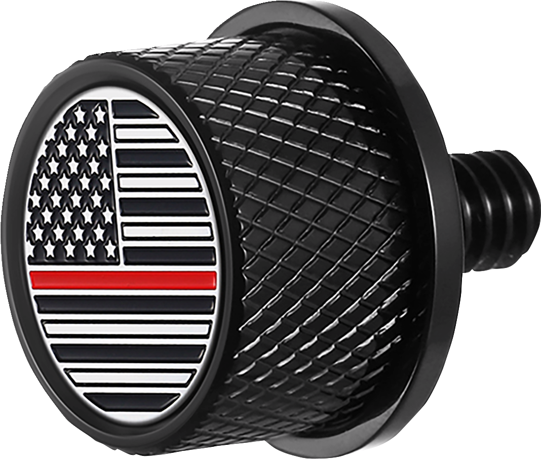 FIGURATI DESIGNS Seat Mounting Knob - Black - Red Line American Flag FD73-SEAT KN-BK