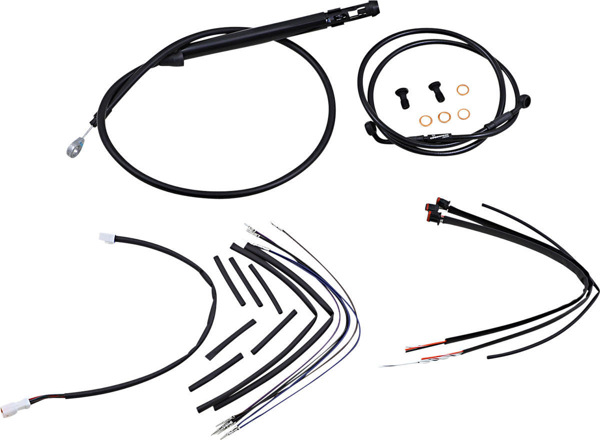 BURLY BRAND Cable Kit - Jail Bar - 12" Handlebars - Black Vinyl B30-1257