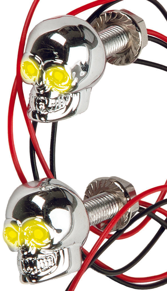 HARDDRIVE Lighted Skull Lic Plate Screw Yellow H040077