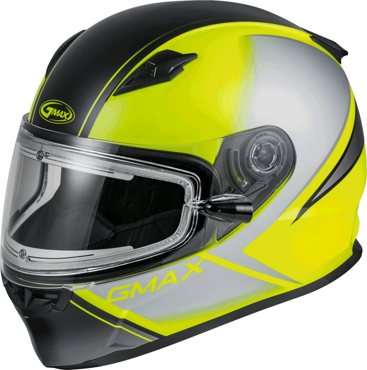 GMAX Ff-49s Hail Snow Helmet W/Elec Shield Matte Hi-Vis/Blk/Gry 3x G4491749