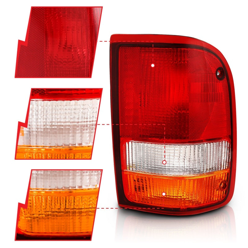 ANZO 1993-1997 Ford Ranger Tail Light Red/Cear (OE) 311310