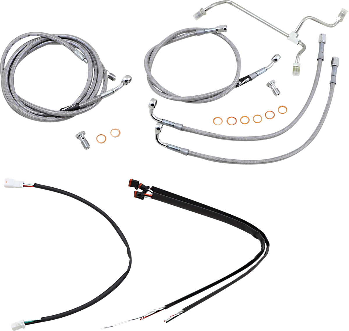 BURLY BRAND Handlebar Cable/Brake Line Kit - Complete - 16" Ape Hanger Handlebars - Stainless Steel B30-1165