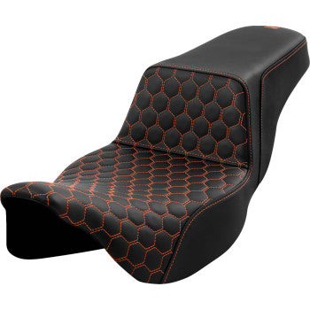 SADDLEMEN Step-Up Seat - Honeycomb - Extended Reach - Orange Stitching - FL '08-'23 A808-07B-178ORA