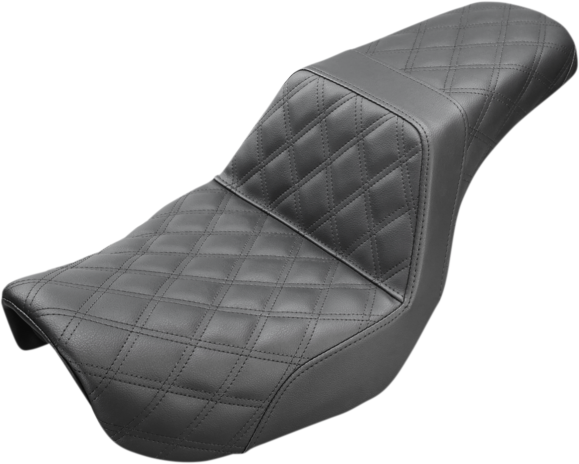 SADDLEMEN Step-Up Seat - Full Lattice Stitch - Black - Dyna 806-04-175