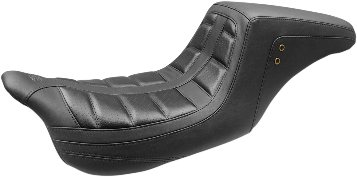 MUSTANG Squareback One-Piece Seat - Tuck and Roll - Black w/ Black Stitching 75239