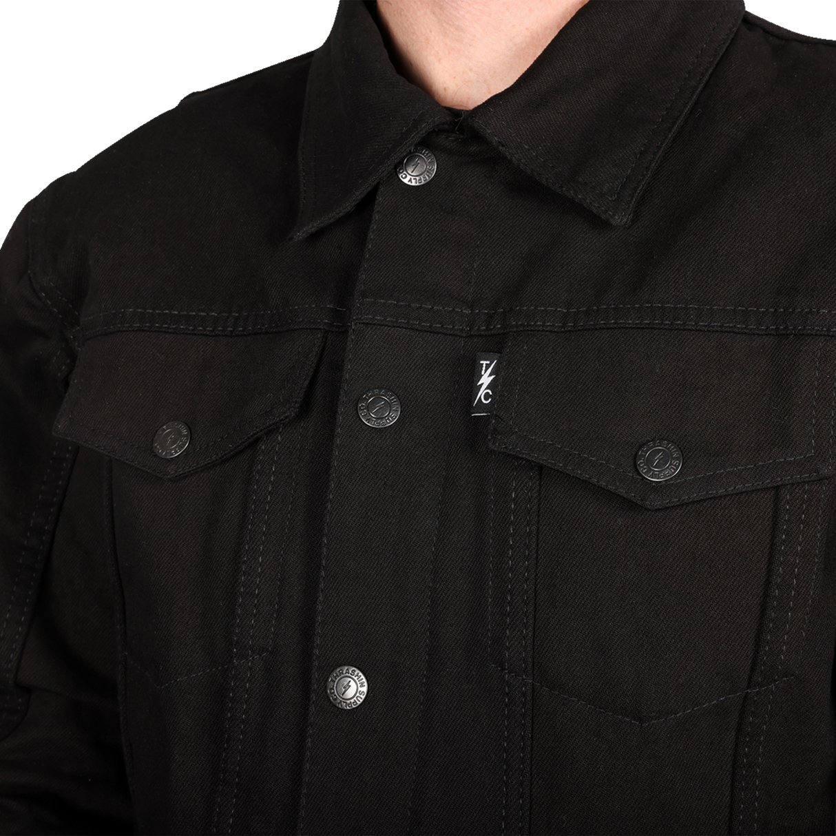 THRASHIN SUPPLY CO. Highway v2 Denim Riding Jacket - Black - Large TMJ-10-10