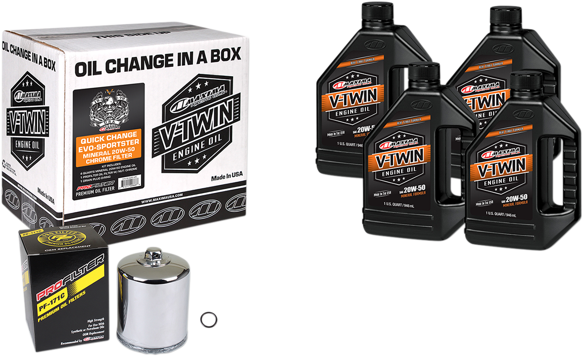 MAXIMA RACING OIL Evo/XL Quick Oil Change Kit - Chrome Filter 90-069014PC