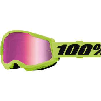 100% Strata 2 Junior Schwimmbrille - Neongelb - Pink verspiegelt 50032-00010 