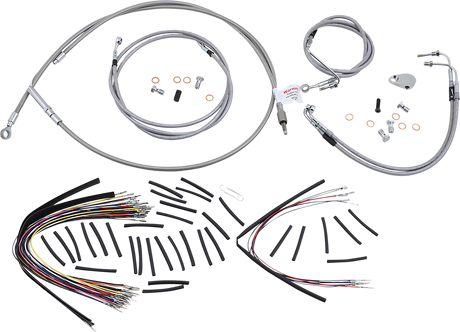 BURLY BRAND Handlebar Cable/Brake Line Kit - Complete - 18" Ape Hanger Handlebars - Stainless Steel B30-1096