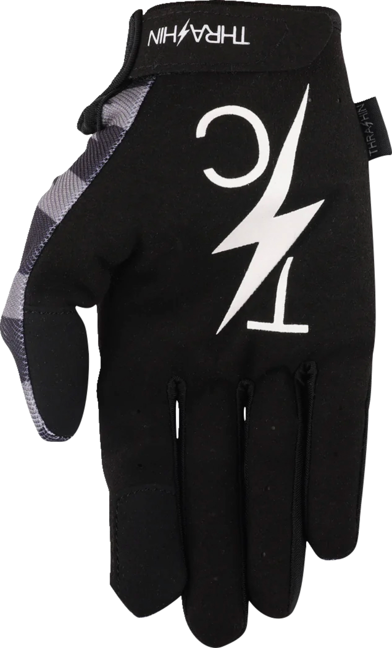 THRASHIN SUPPLY CO. Stars & Bolts Stealth Gloves - Black/Gray - Small SV1-13-08