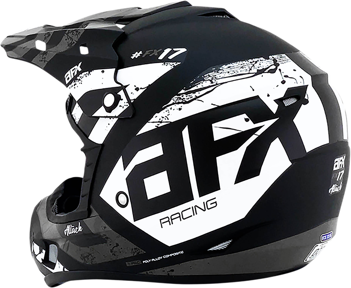 AFX FX-17 Helmet - Attack - Matte Black/Silver - Large 0110-7145