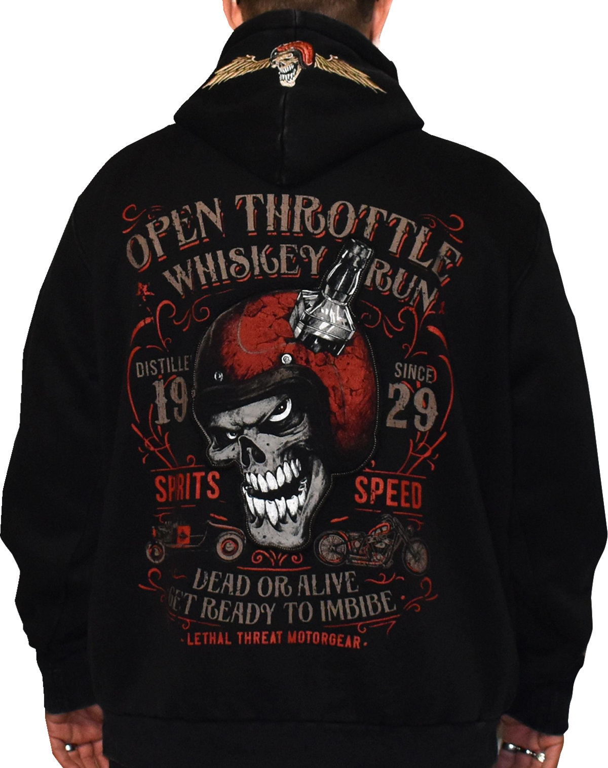 LETHAL THREAT Open Throttle Zip Up Hoodie - Black - Medium HD84074M