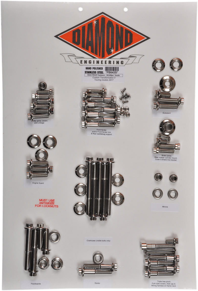 DIAMOND ENGINEERING Bolt Kit - Transformation - 12-Point - Touring PB643S