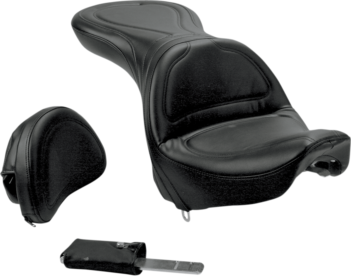 SADDLEMEN Seat - Explorer - With Backrest - Stitched - Black - Deuce 8252JS