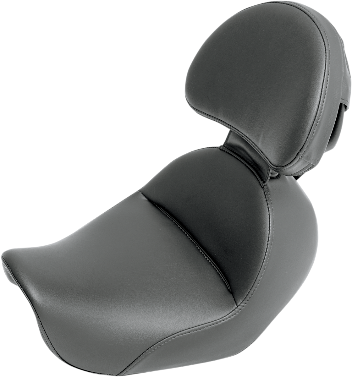 SADDLEMEN Heels Down Solo Seat - With Backrest - Plain - Black - Dyna 806-04-0041