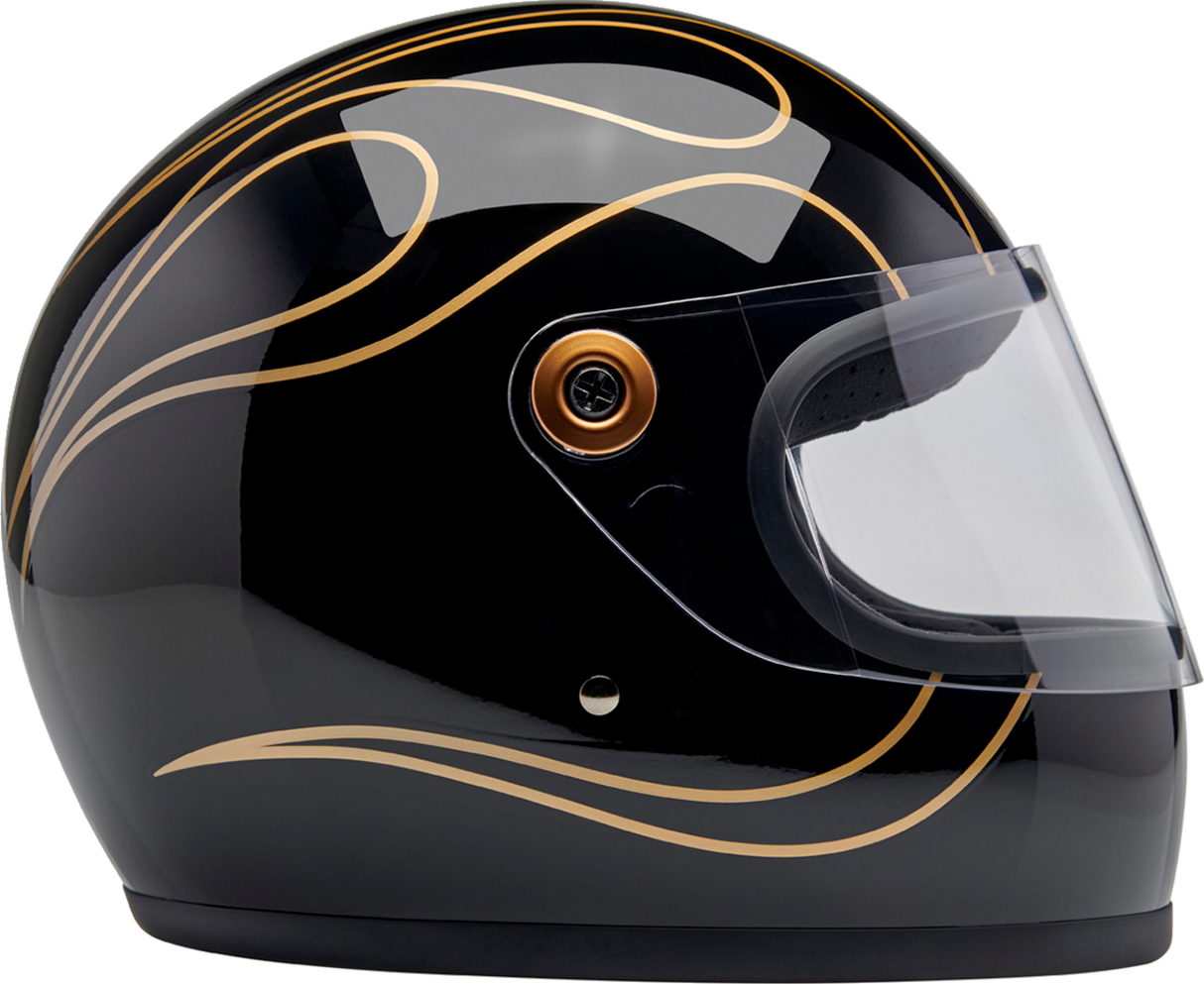 BILTWELL Gringo S Helmet - Gloss Black Flames - 2XL 1003-567-506