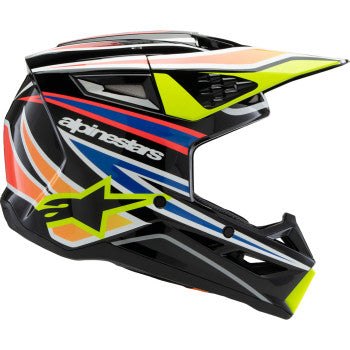 ALPINESTARS Youth SM3 Helmet - Wurx - Gloss Black/Yellow Fluo/Blue/Red Large 8302025-1574-YL