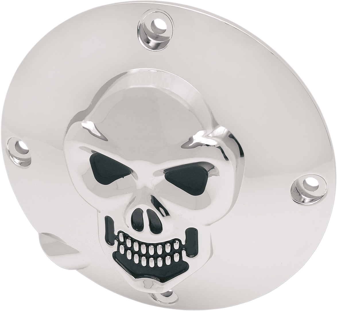 DRAG SPECIALTIES Skull Derby Cover - Chrome - 4 Hole 33-0063