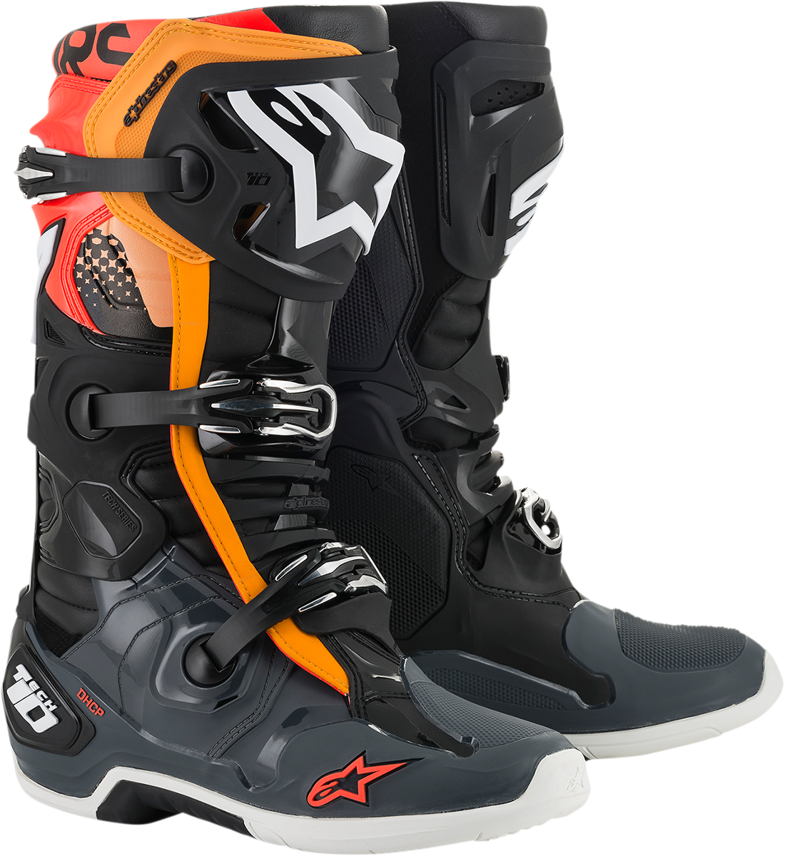 ALPINESTARS Tech 10 Boots - Black/Gray/Orange/Fluorescent Red - US 11 2010020-1143-11