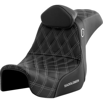 SADDLEMEN Pro Series SDC Performance Seat - with Backrest - Silver Stitch - Dyna '06-'17 SC80604SILRT