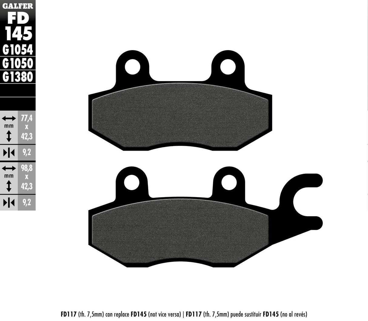 GALFER Brake Pads Semi Metallic Fd145g1054 FD145G1054