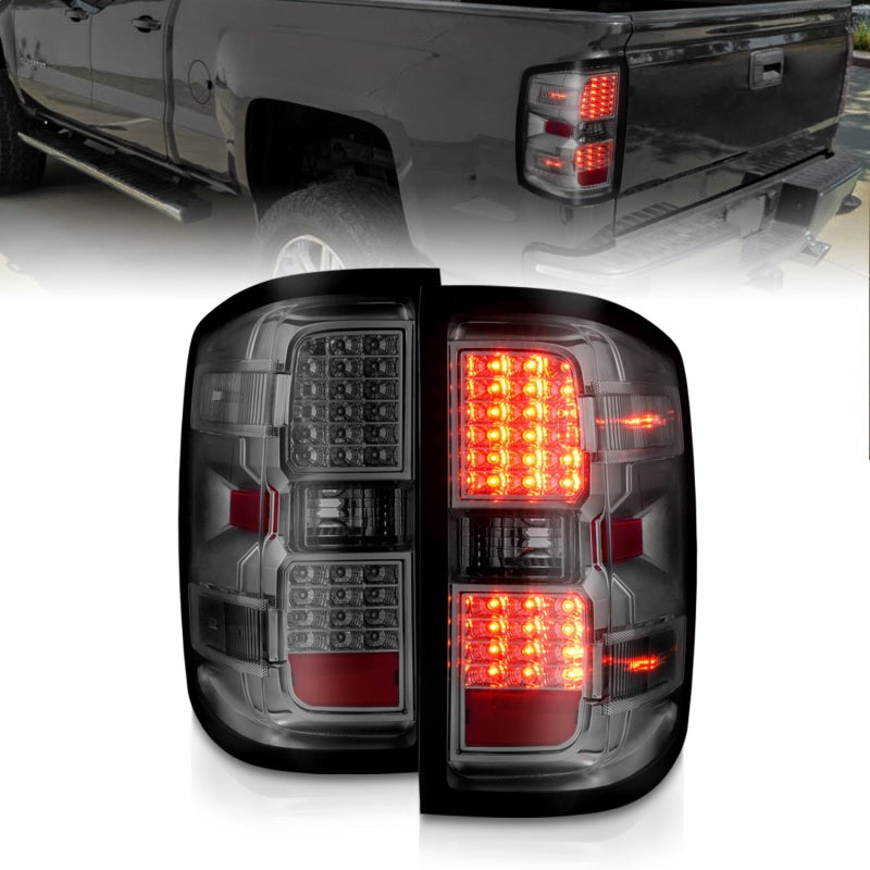 ANZO 15-19 Chevy Silverado 2500HD/3500HD (Halgn Only) LED Tail Lights w/Smoke Light Bar & Clear Lens 311426