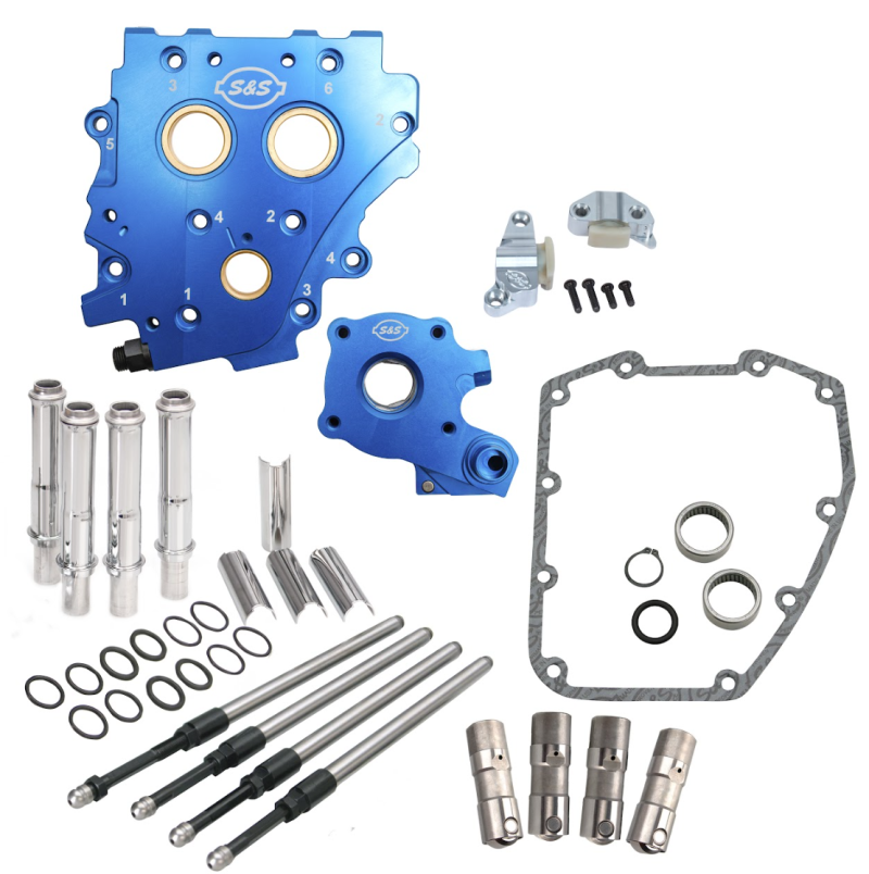 S&S Cycle 2006 Dyna Chain Drive Cam Chest Kit w/o Cam - Chrome Pushrod Tubes & Chain Tensioner 310-1273