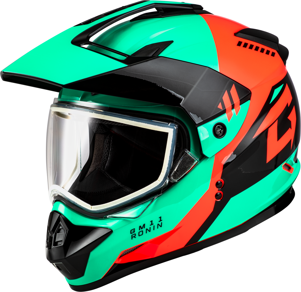 GMAX Gm-11 Ronin Helmet Black/Aqua/Coral 2x A11151178